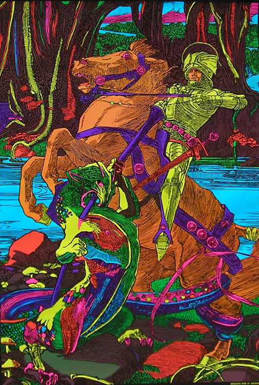 st george and the dragon black light poster